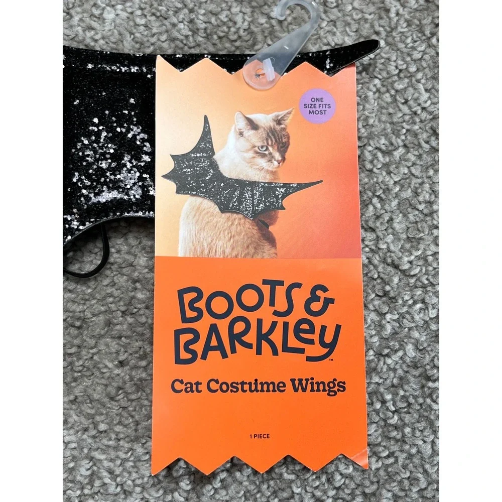 Boots & Barkley Cat Costume Wings Glitter Bat Halloween Pet Accessory Black OS